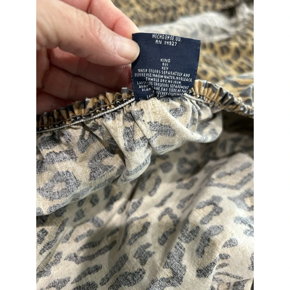 Vintage Ralph Lauren Aragon Leopard King fitted sheet 100% Cotton TLC Condition